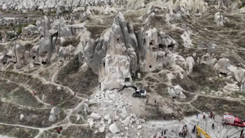 Kapadokya’da düşen kaya parçasının önceki görüntüsü