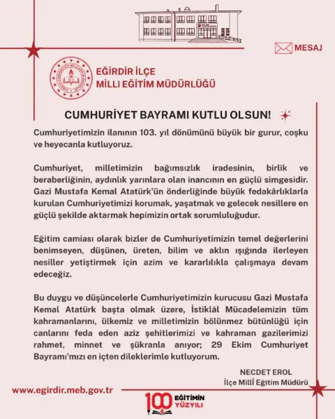 İstanbul Valisi Gül’den Cumhuriyet Bayramı mesajı