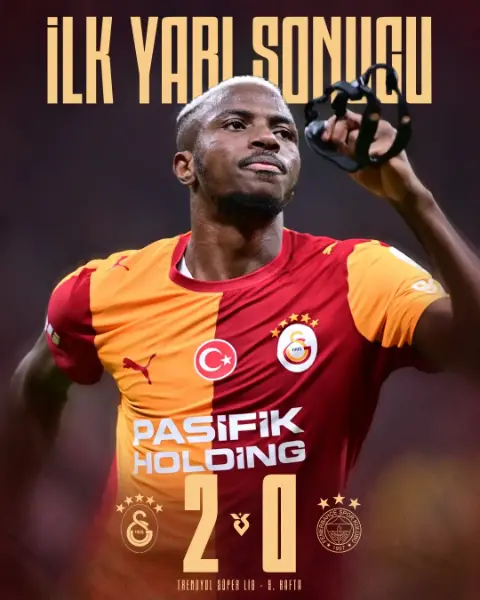 Trendyol Süper Lig: Galatasaray: 2 - Fenerbahçe: 0 (İlk yarı)