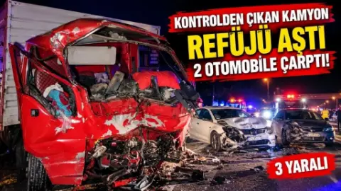 Manavgat’ta karşı şeride geçen kamyon iki araca çarptı: 3 yaralı