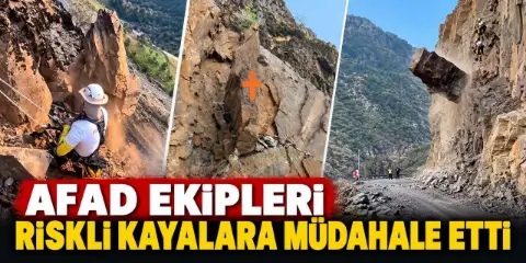 Komato’da düşme riski taşıyan kaya blokları temizleniyor