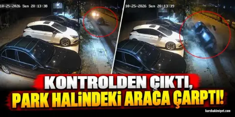Kontrolden Çıktı, Park Halindeki Araca Çarptı!