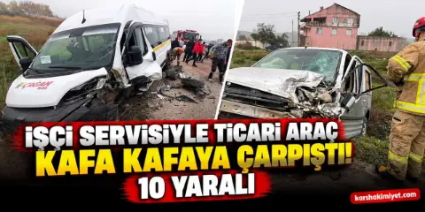 Bursa'dan yola çıkan araç işçi servisiyle kafa kafaya çarpıştı! 10 yaralı