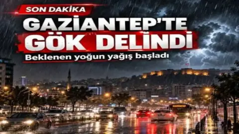 Gaziantep'te Adeta Gök Delindi! Sağanak Yağmur Bir anda Başladı
