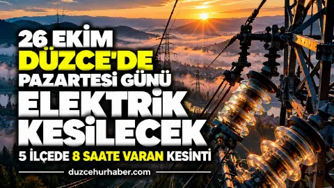 Düzce'de 26 Ekim elektrik kesintisi: 5 ilçede yeni hafta kesintiyle başlayacak