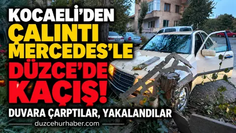 Kocaeli'den çalınan otomobille Düzce'de kovalanan 2 şüpheli yakalandı