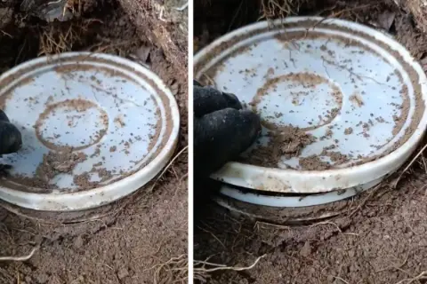 Toprağa gömülü yoğurt kabını açtı! Gördüklerine inanamadı