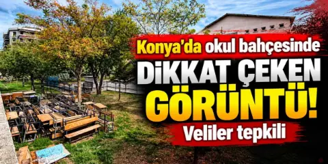 Konya'da ilkokul bahçesindeki görüntü tepki çekti