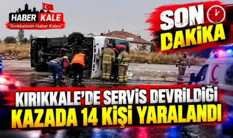 Kırıkkale’de midibüsün devrildiği kazada 14 kişi yaralandı