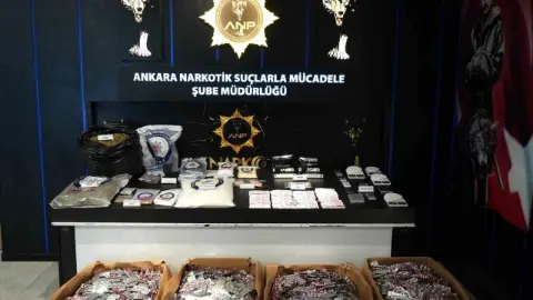 Ankara’da uyuşturucu operasyonunda 614 bin 330 adet sentetik ecza ele geçirildi