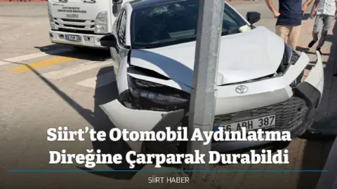 Siirt’te Otomobil Aydınlatma Direğine Çarparak Durabildi