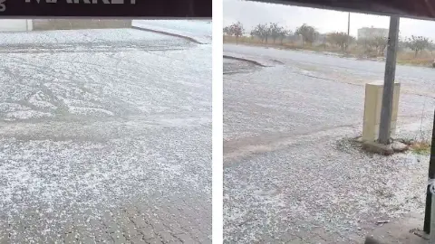 Siirt’te Sağanak Yerini Doluya Bıraktı! Veyselkarani Mahallesi Beyaza Büründü