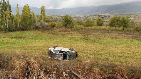 Malatya'da Kontrolden Çıkan Otomobil Şarampole Devrildi