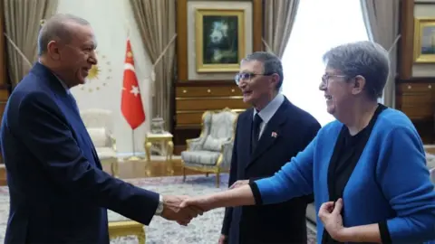 Sancar çifti Beştepe'de ağırlandı