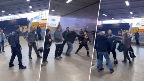 İstanbul’da metrobüs durağında kavga: Güvenlik görevlisi tartıştığı kişiye tekme attı