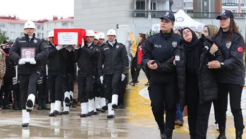 Kaza şehidi polis memurunun cenazesi, törenle Ankara'ya uğurlandı