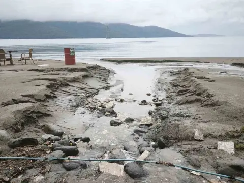 Dalaman Akkaya Sahili'nde Şiddetli Yağış Tahribatı