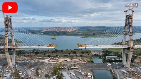 Kanal İstanbul'un ilk köprüsünün iki yakası birleşiyor! Son durum havadan görüntülendi