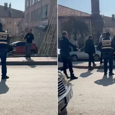 Meydanda korku dolu anlar! Eli bıçaklı şahıs polis ekiplerini teyakkuza geçirdi