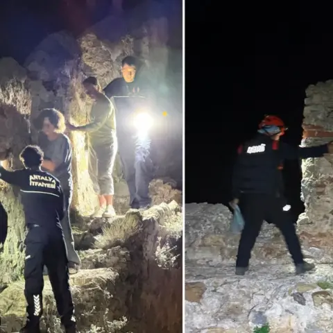 Alanya Kalesi’nde mahsur kaldılar! Kurtarma ekipleri seferber oldu