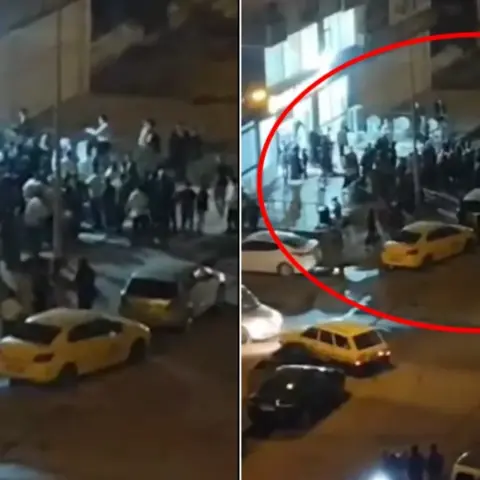 Mardin'de nişan töreninde gelin ve damat tarafı birbirine girdi: Sandalyelerin havada uçuştuğu o anlar kamerada
