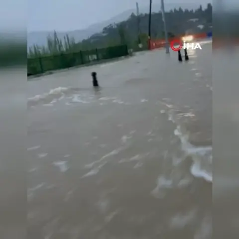 Muğla Dalaman'da sağanak yağış sonrası Tersakan Çayı taştı