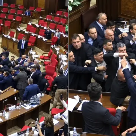 Ermenistan Meclisi'nde Şiddetli Arbede: Vekiller Birbirine Girdi