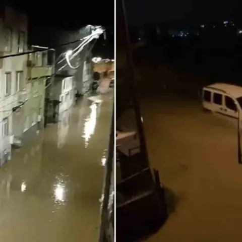Biga’da sokaklar göle döndü! Bir vatandaşın yaptığı şaşkına çevirdi