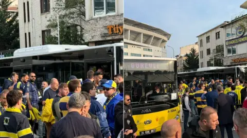 Fenerbahçeli taraftarlar Rams Park’a gitmek için toplandı