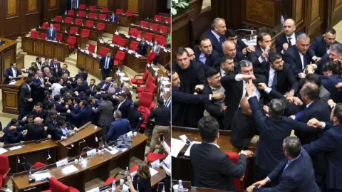 Ermenistan Meclisi'nde Şiddetli Arbede: Vekiller Birbirine Girdi