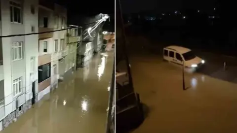 Biga’da sokaklar göle döndü! Bir vatandaşın yaptığı şaşkına çevirdi