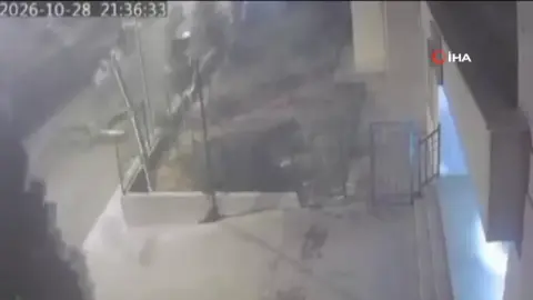 Mardin Nusaybin'de şiddetli rüzgarda devrilen ağaç kamerada