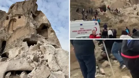 Kapadokya'da peribacası çöktü... Vali Kök: İki kişinin cansız bedenine ulaşıldı