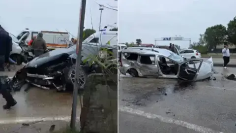 Bursa’da yağmur felaket getirdi! İşlek caddede can pazarı: 5 araç kafa kafaya çarpıştı, çokn sayıda yaralı
