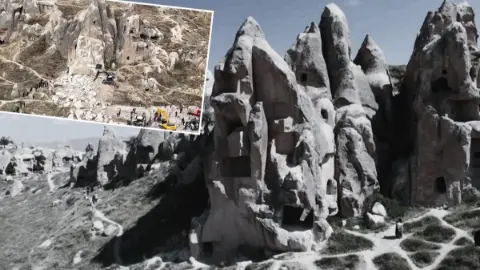 Kapadokya'da kaya faciasının izleri havadan görüntülendi! Eski haliyle arasında büyük fark var