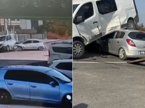 Düzce'de feci kaza: Savrulan araçlar park halindeki otomobili yan yatırdı, üç yaralı