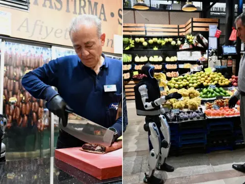 Kayseri'de ezber bozan denetim: İnsansı robot "MEGA" zabıta yeleğini giydi, çarşıyı denetlemeye çıktı