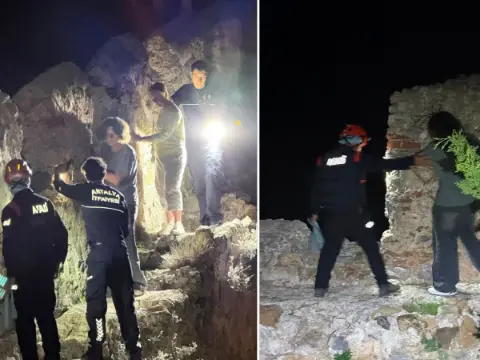 Alanya Kalesi’nde mahsur kaldılar! Kurtarma ekipleri seferber oldu
