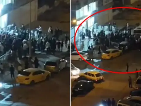 Mardin'de nişan töreninde gelin ve damat tarafı birbirine girdi: Sandalyelerin havada uçuştuğu o anlar kamerada