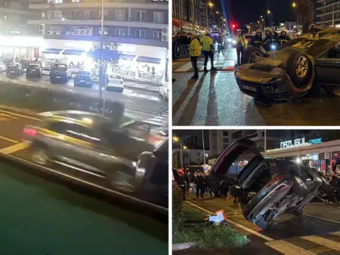 Tekirdağ'da feci kaza: Park halindeki araca çarpıp takla attı