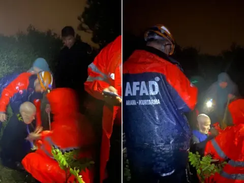 Bursa'da yürek ısıtan anlar: Mantar toplarken kaybolan yaşlı çifti jandarma sırtında böyle kurtardı