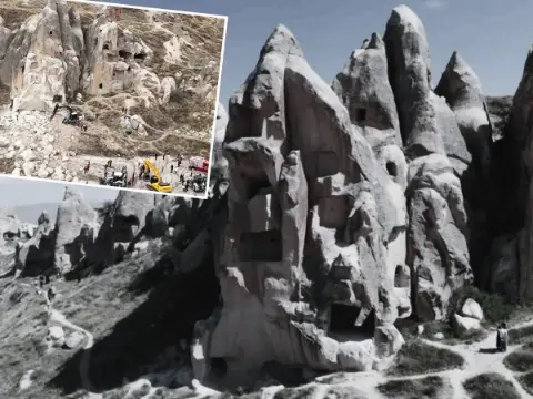 Kapadokya'da kaya faciasının izleri havadan görüntülendi! Eski haliyle arasında büyük fark var