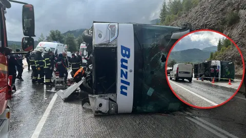 Burdur'da yolcu otobüsü devrildi! Tünel yakınında dehşet: Bir can kaybı, 9 yaralı