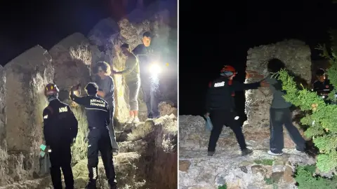 Alanya Kalesi’nde mahsur kaldılar! Kurtarma ekipleri seferber oldu