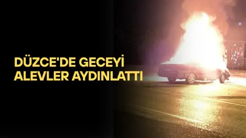 Düzce’de otomobil alev topuna döndü