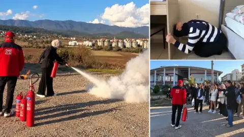 Bolu'da Seyyide Nefise Yurdu'nda deprem tahliye ve yangın söndürme tatbikatı yapıldı