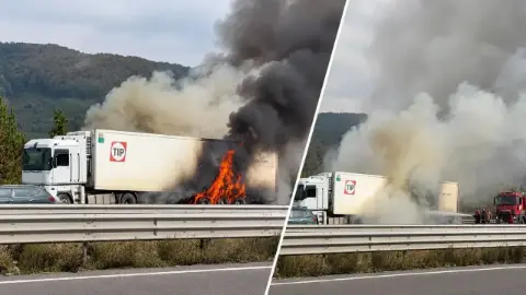 Bolu Dağı tünel çıkışında tır alev alev yandı