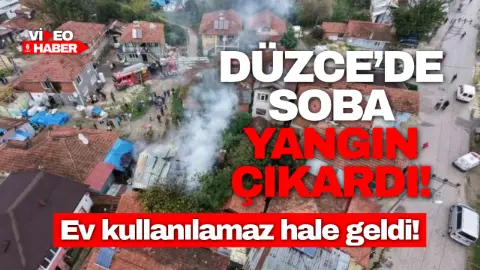 Düzce’de Sobadan çıkan Yangın Evi Küle çevirdi