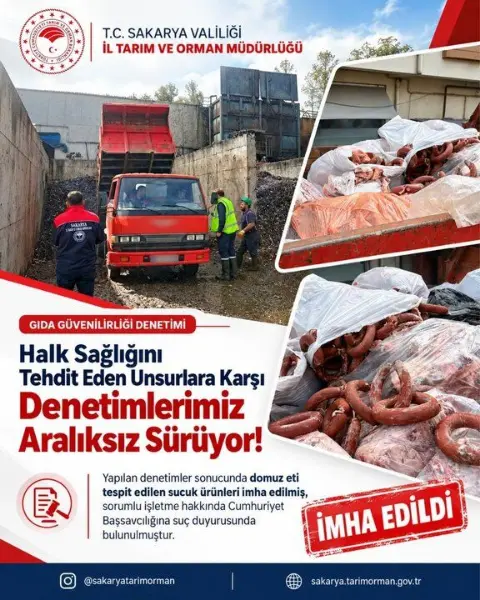 Sakarya'da üretilen sucukta domuz eti tespit edildi