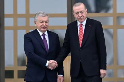 Cumhurbaşkanı Erdoğan, Özbekistan Cumhurbaşkanı Mirziyoyev ile bir araya geldi